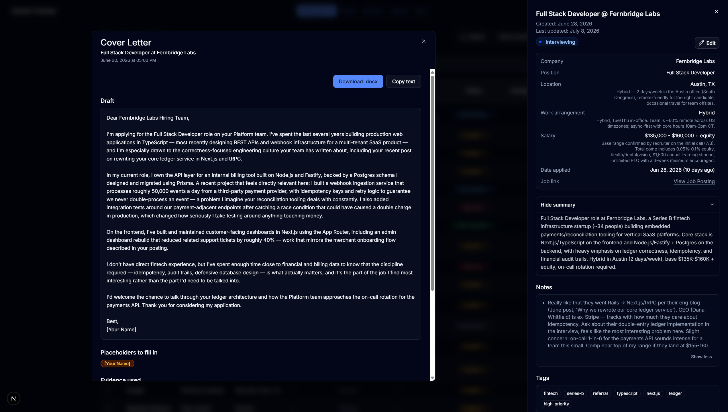 Career-Tracker.ca AI cover letter