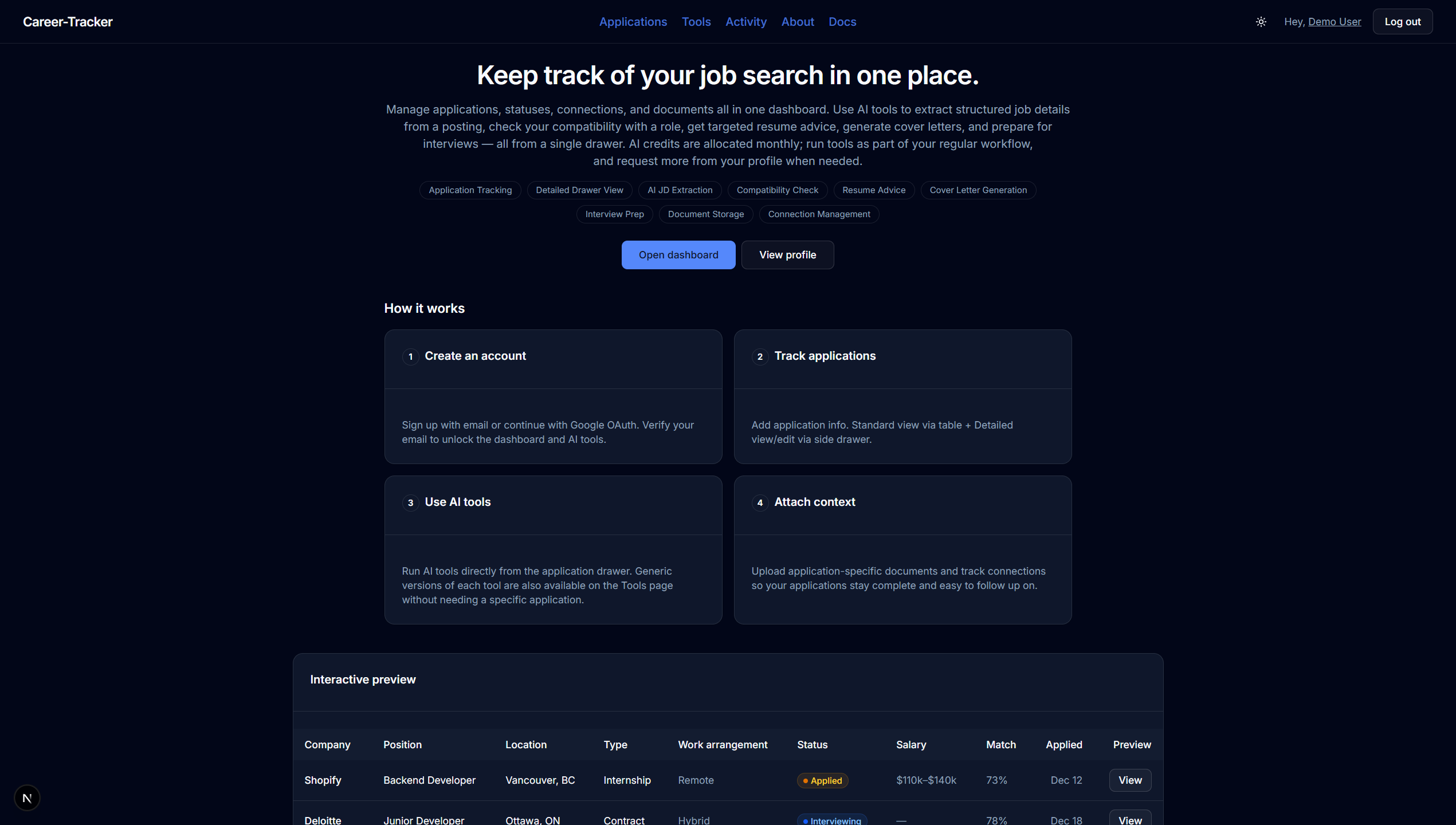 Career-Tracker.ca home page