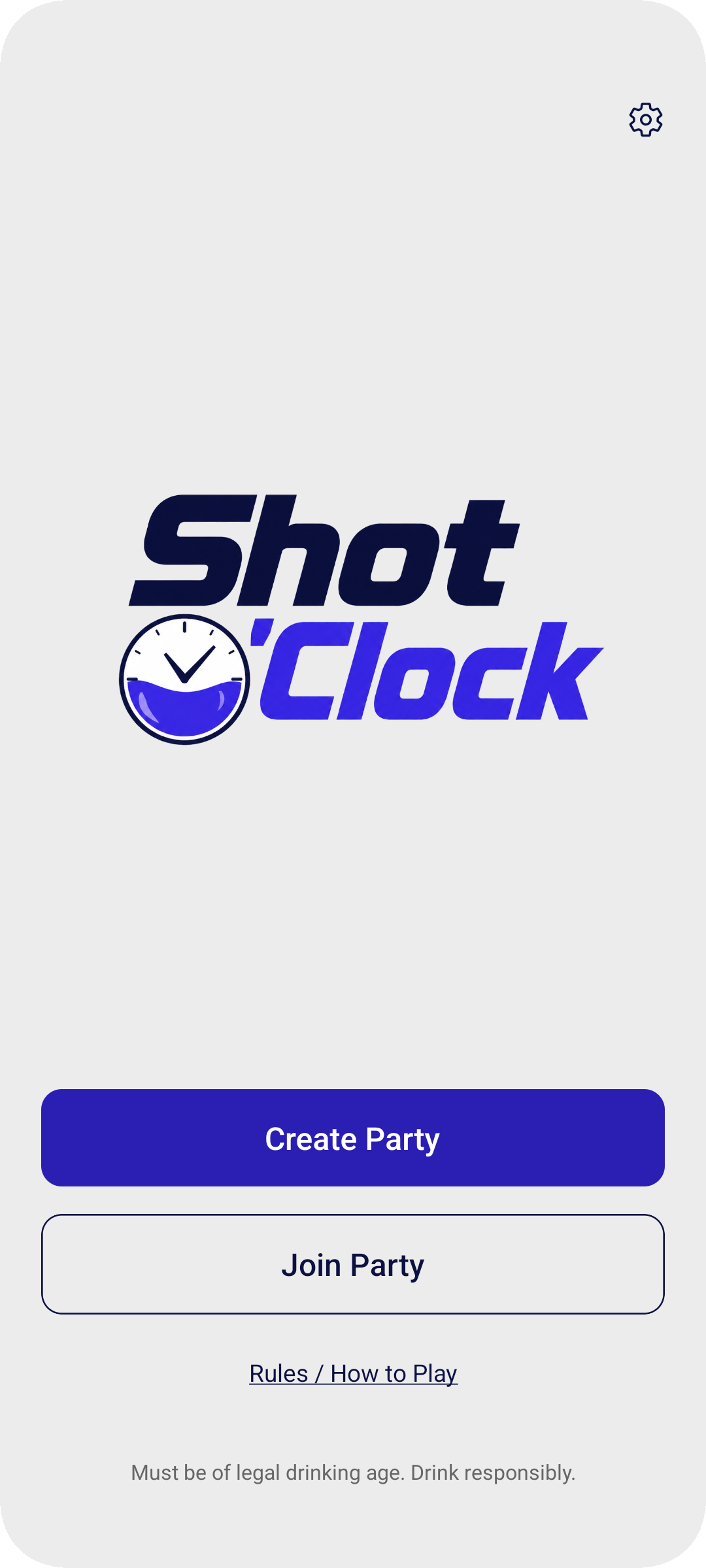 Shot O'Clock home screen